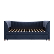 Pemberly Row Twin Upholstered Daybed and Trundle - Navy Blue Velvet