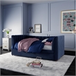 Pemberly Row Twin Upholstered Daybed and Trundle - Navy Blue Velvet