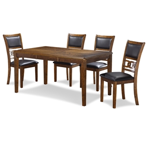 Pemberly Row 60&quot 5-Piece Rectangular Wood Dining Set with 4 Chairs in Brown