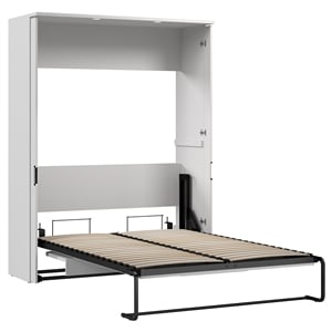 Pemberly Row 61&quot Modern Engineered Wood Full Murphy Bedroom Sets - White