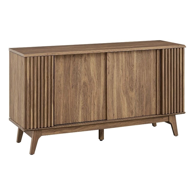 Pemberly Row Modern Wood Sideboard with Sliding Doors in Walnut