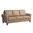 Pemberly Row Modern Stationary Sofa in Light Brown Faux Leather