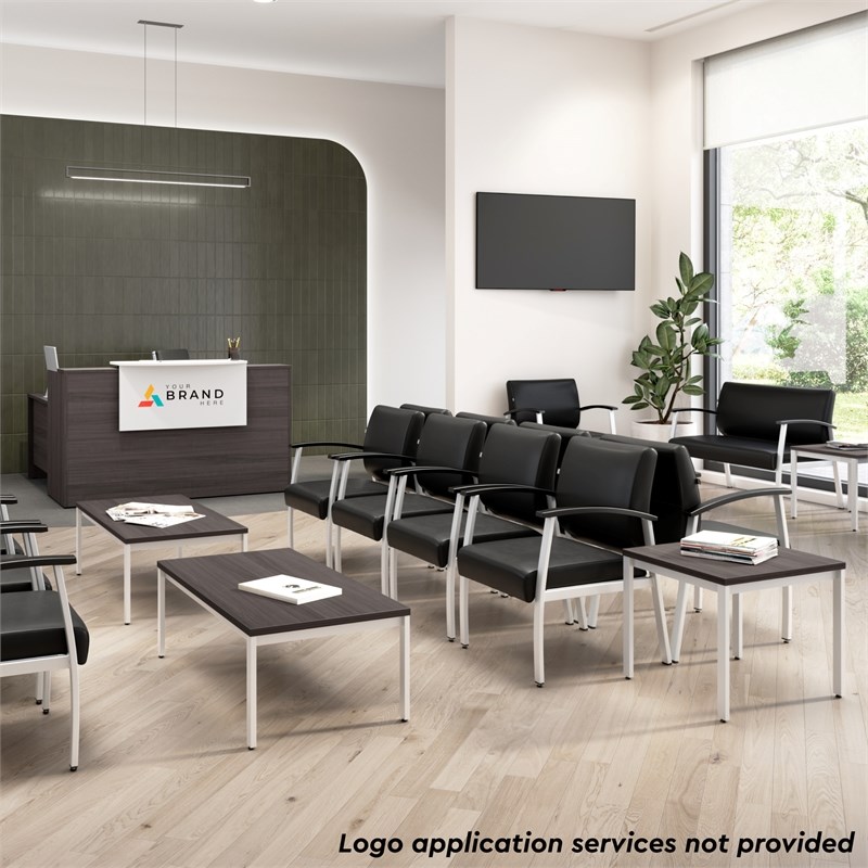 Pemberly Row Contemporary Waiting Room Guest Chair in Black Vinyl