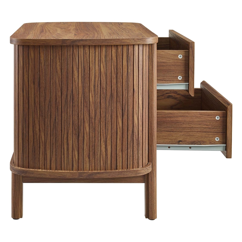 Pemberly Row Modern / Contemporary 2-Drawer Nightstand in Walnut