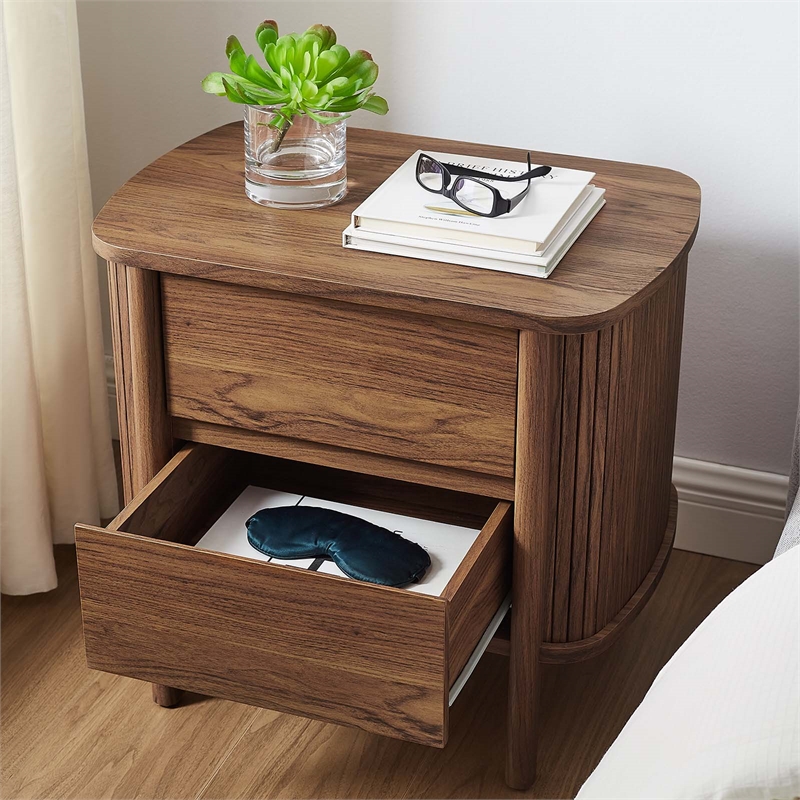 Pemberly Row Modern / Contemporary 2-Drawer Nightstand in Walnut