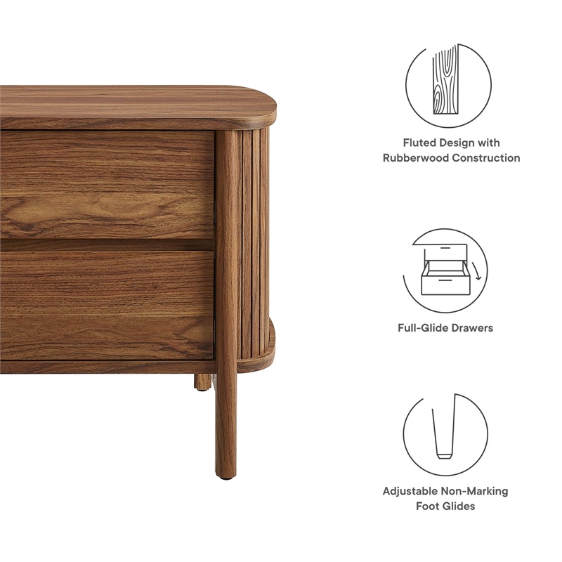 Pemberly Row Modern / Contemporary 2-Drawer Nightstand in Walnut