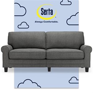 Pemberly Row Modern 78&quot Rolled Arm Sofa with Removable Covers Gray