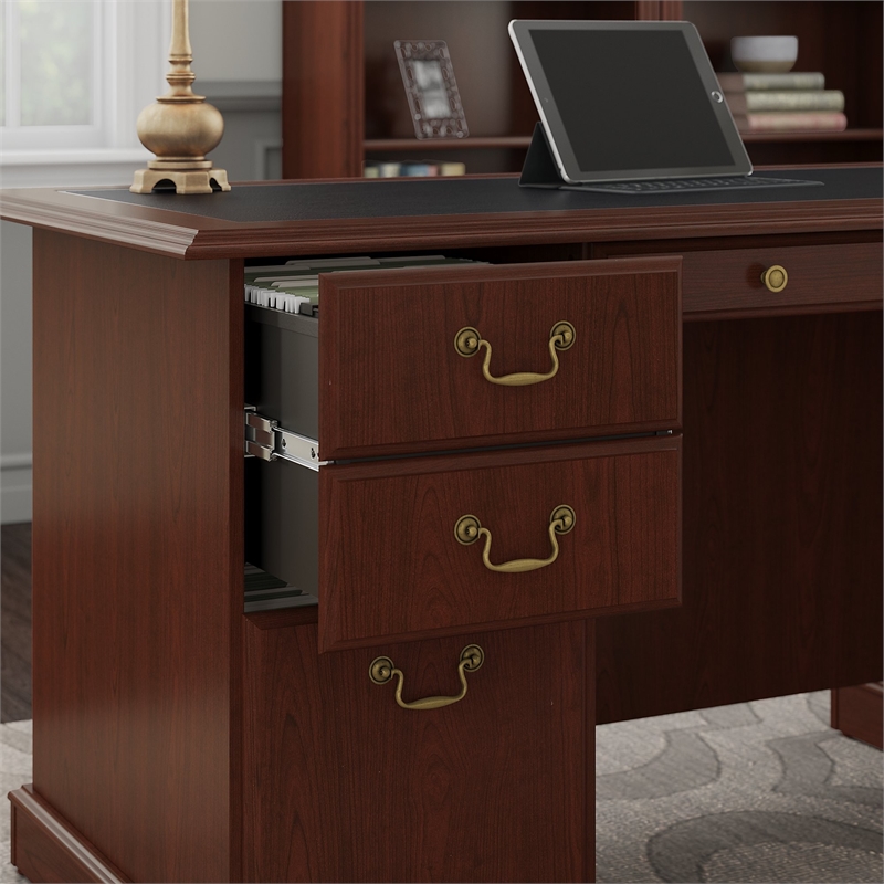 Pemberly Row Executive Desk and Two 5 Shelf Bookcases in Cherry