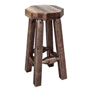 Pemberly Row Modern 30&quot Solid Wood Backless Barstool in Brown