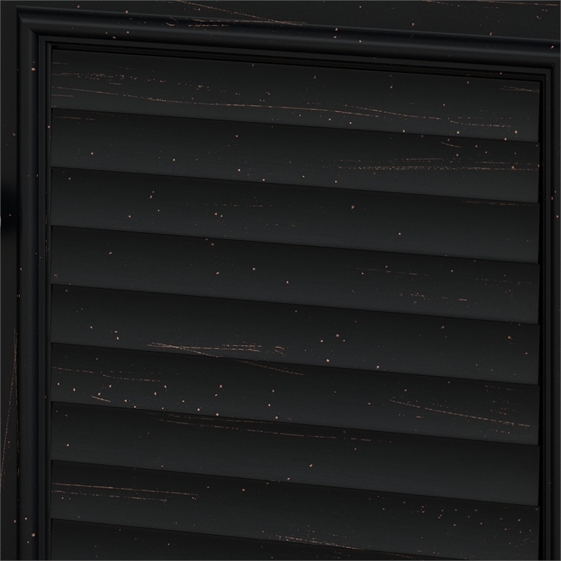 Pemberly Row Small Storage Cabinet with Doors in Antique Black - Engineered Wood