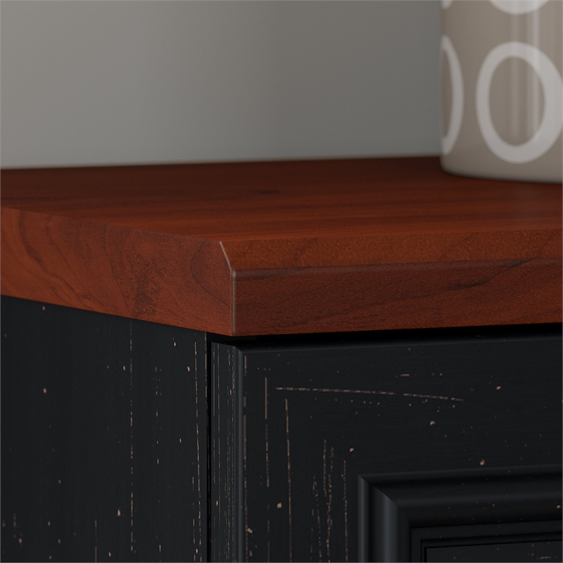Pemberly Row Small Storage Cabinet with Doors in Antique Black - Engineered Wood