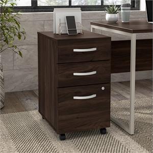 Pemberly Row 3 Drawer Mobile File Cabinet in Black Walnut - Engineered Wood