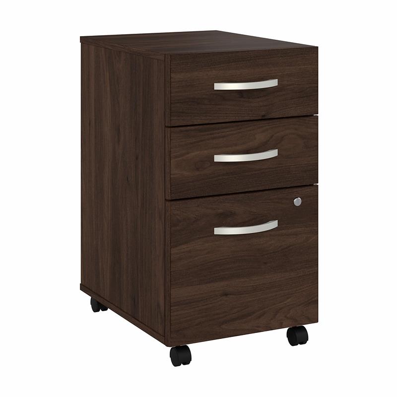 Pemberly Row 3 Drawer Mobile File Cabinet in Black Walnut - Engineered Wood
