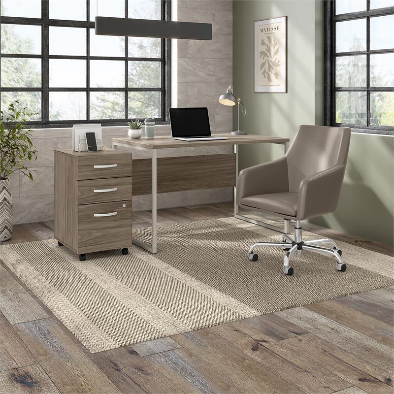 Pemberly Row 3 Drawer Mobile File Cabinet in Modern Hickory - Engineered Wood