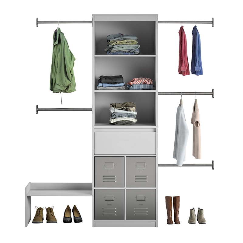 Pemberly Row Modern Engineered Wood Closet Organizer in Gray