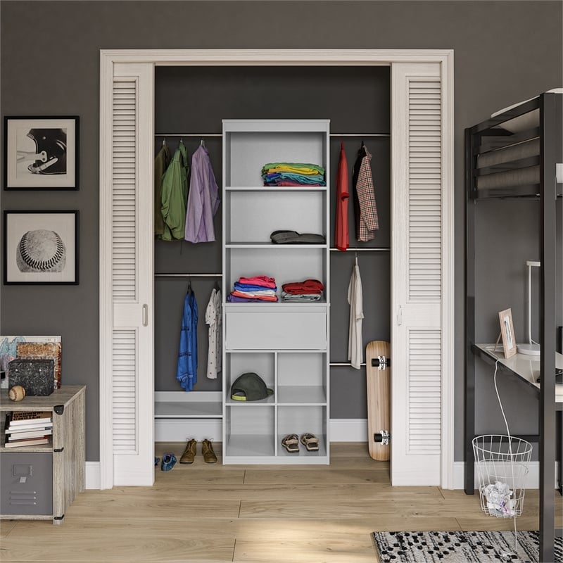 Pemberly Row Modern Engineered Wood Closet Organizer in Gray