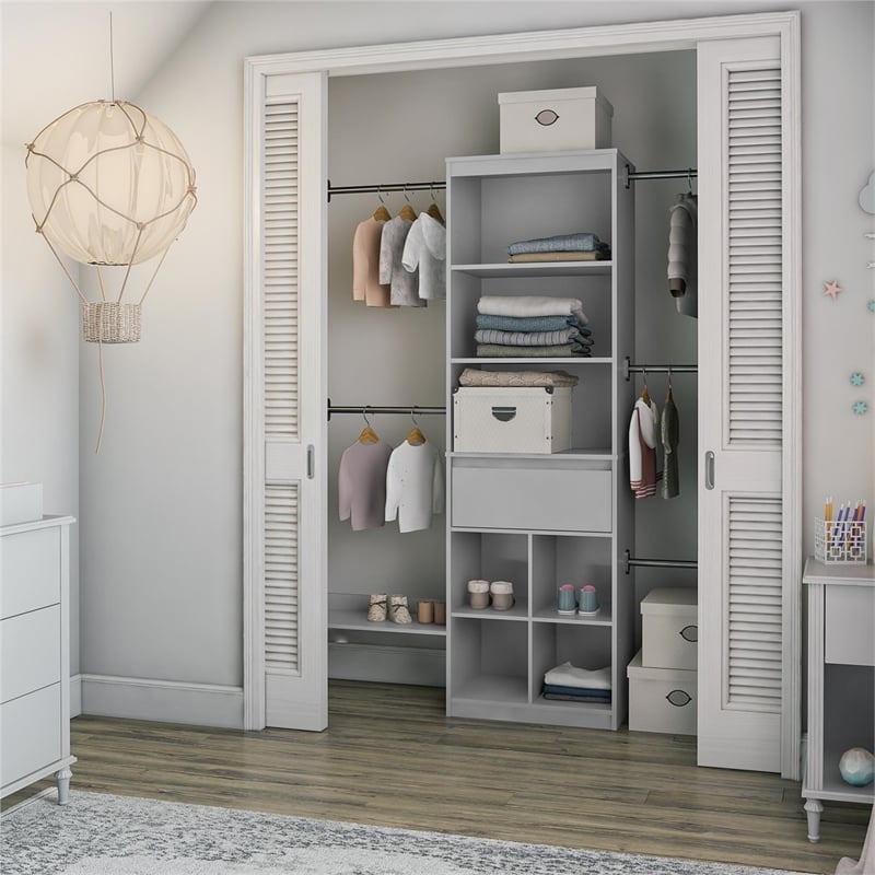 Pemberly Row Modern Engineered Wood Closet Organizer in Gray