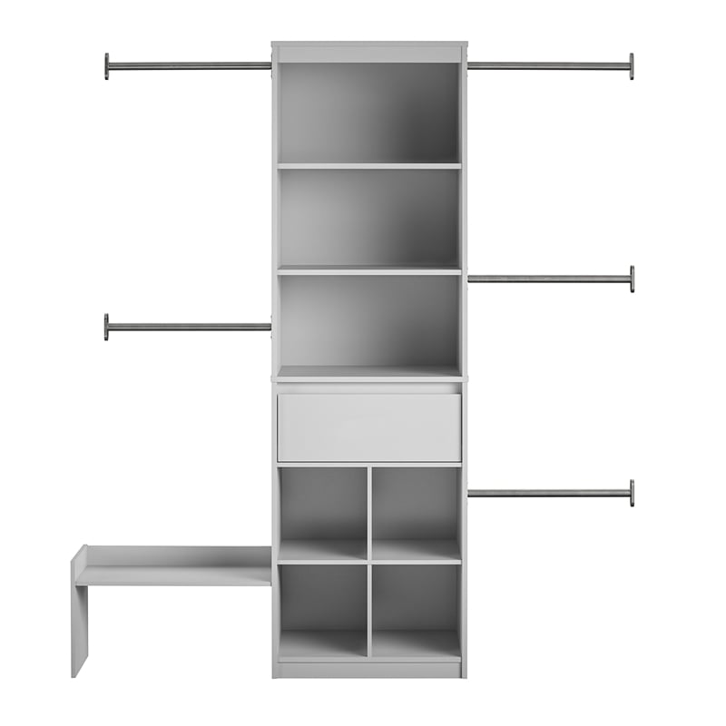 Pemberly Row Modern Engineered Wood Closet Organizer in Gray