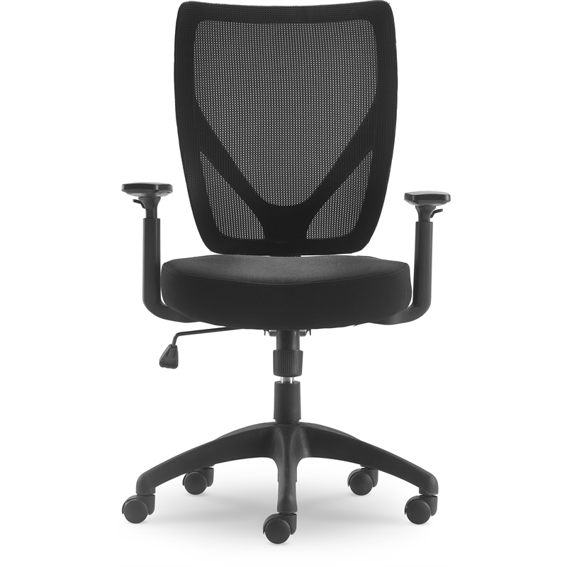 Pemberly Row Contemporary Mesh Office Chair with Nylon Base Black