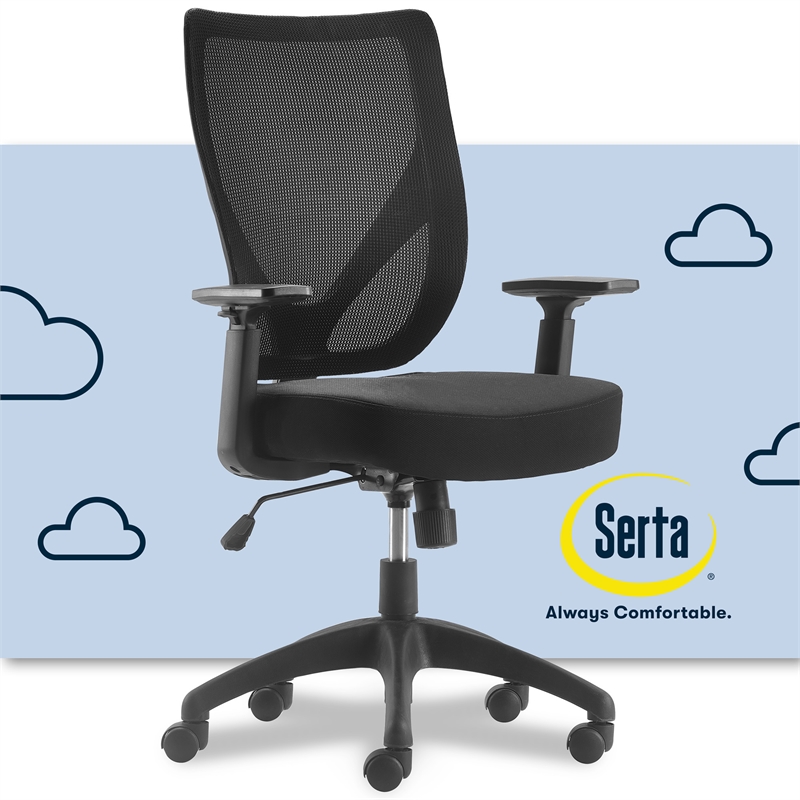 Pemberly Row Contemporary Mesh Office Chair with Nylon Base Black