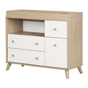 Pemberly Row Changing Table with Drawers-Soft Elm and Pure White-Pemberly Row
