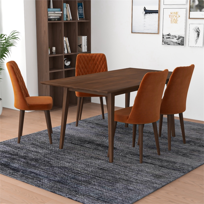 Pemberly Row Mid Century Modern Solid Wood 5 Piece Dining Room & Kitchen Set