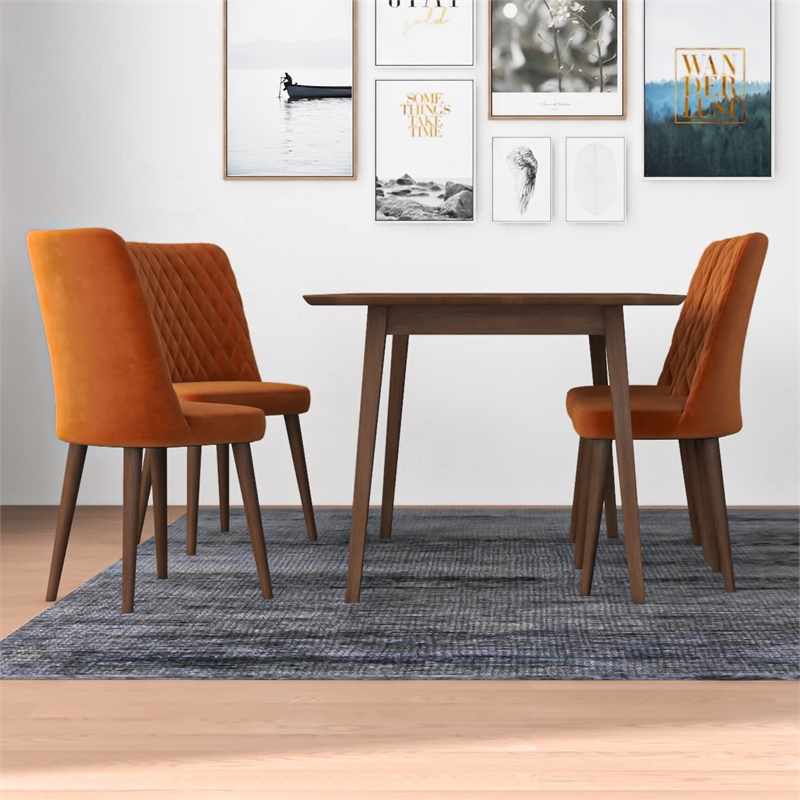 Pemberly Row Mid Century Modern Solid Wood 5 Piece Dining Room & Kitchen Set