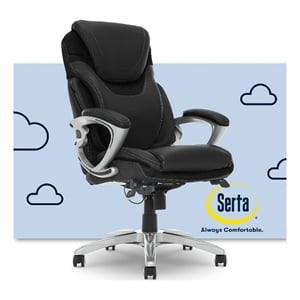 Pemberly Row Office Chair Patented AIR Lumbar Technology Leather Black