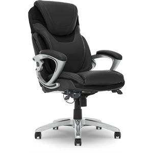 Pemberly Row Office Chair Patented AIR Lumbar Technology Leather Black