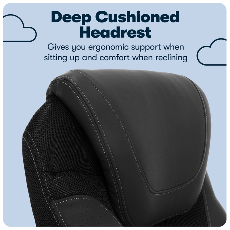 Pemberly Row Office Chair Patented AIR Lumbar Technology Leather Black