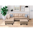 Pemberly Row L Shaped Beige Couch with Ottoman(Pillows Included) Microfiber