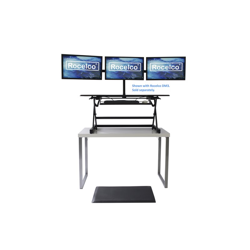 Pemberly Row Adjustable Standing Desk Converter/Anti Fatigue Mat Bundle - Black