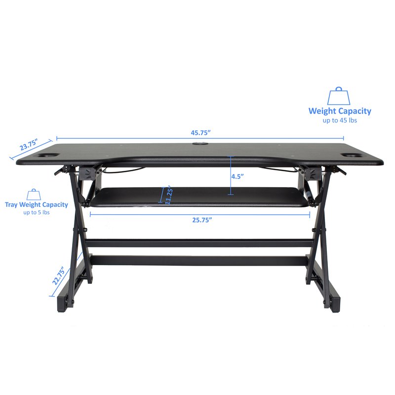 Pemberly Row Adjustable Standing Desk Converter/Anti Fatigue Mat Bundle - Black