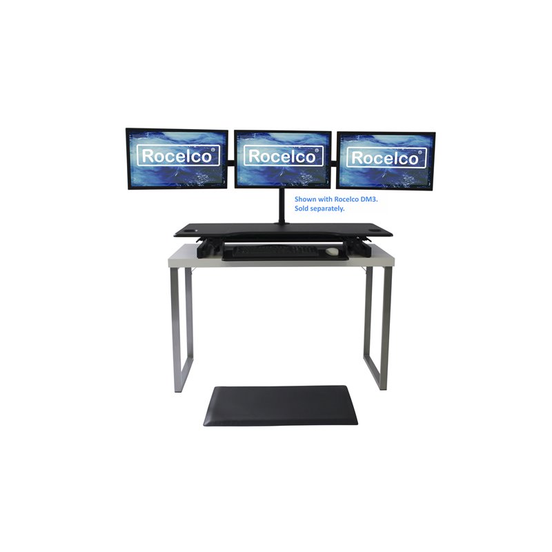 Pemberly Row Adjustable Standing Desk Converter/Anti Fatigue Mat Bundle - Black