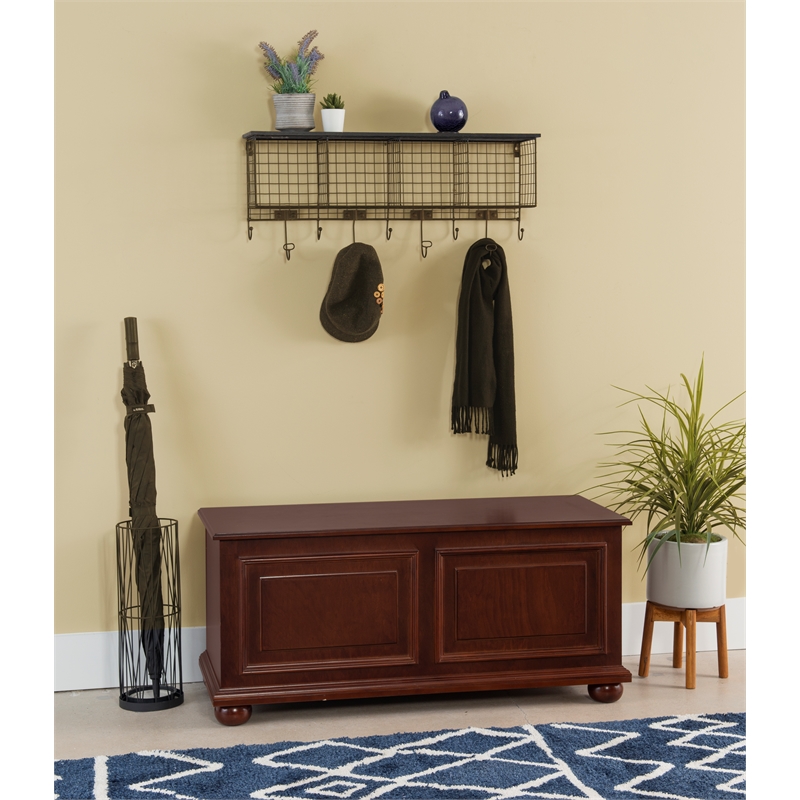 Pemberly Row Contemporary MDF Rubberwood Chest in Cherry Finish