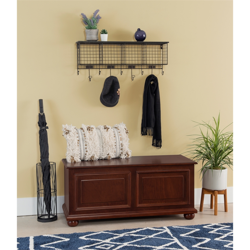 Pemberly Row Contemporary MDF Rubberwood Chest in Cherry Finish