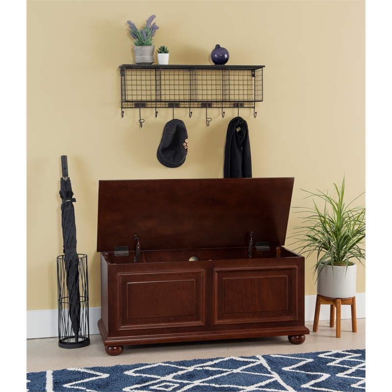 Pemberly Row Contemporary MDF Rubberwood Chest in Cherry Finish
