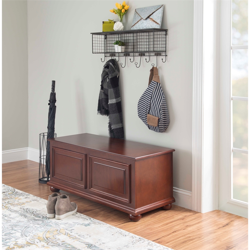 Pemberly Row Contemporary MDF Rubberwood Chest in Cherry Finish