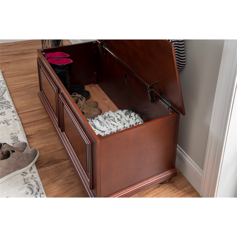 Pemberly Row Contemporary MDF Rubberwood Chest in Cherry Finish