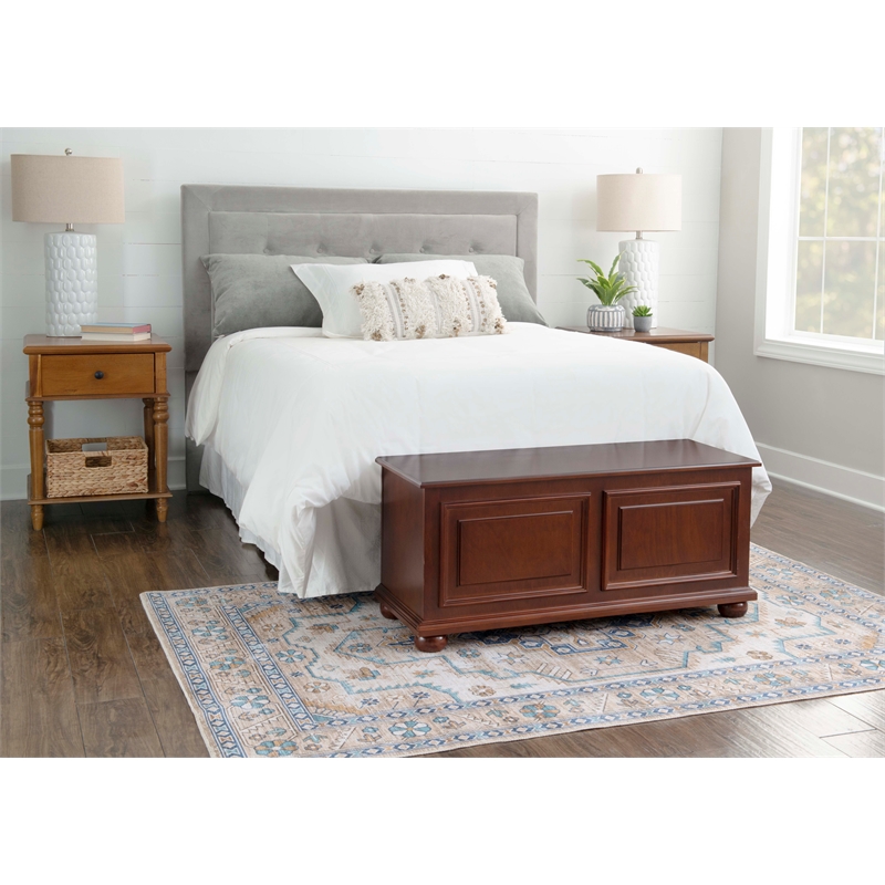 Pemberly Row Contemporary MDF Rubberwood Chest in Cherry Finish