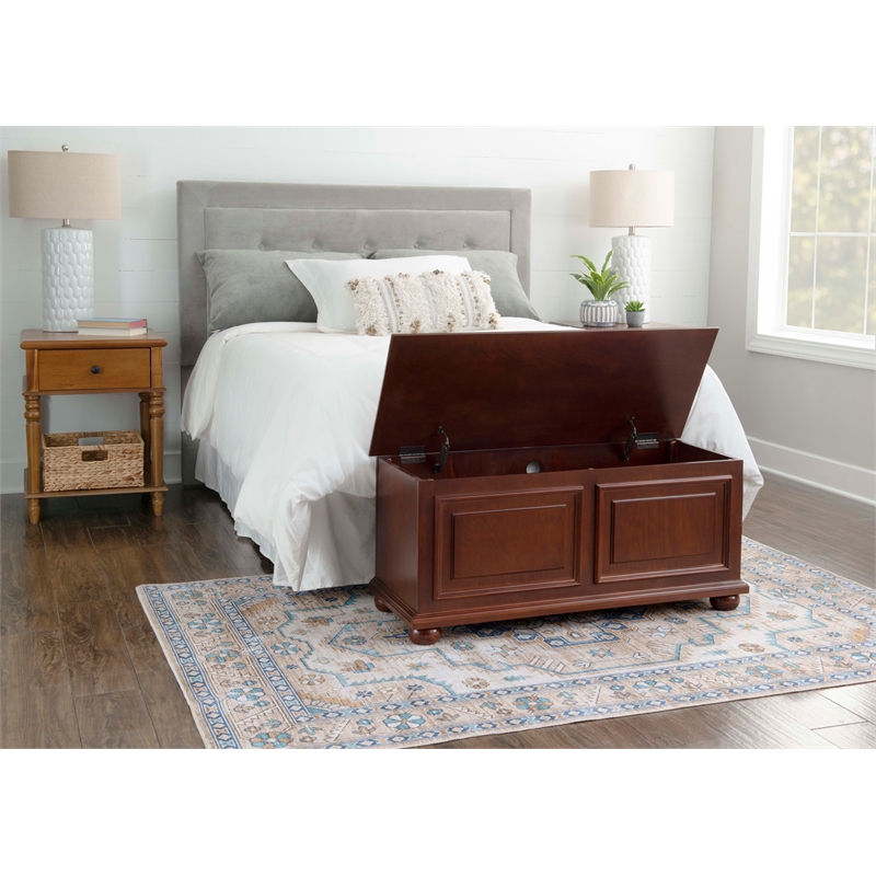 Pemberly Row Contemporary MDF Rubberwood Chest in Cherry Finish