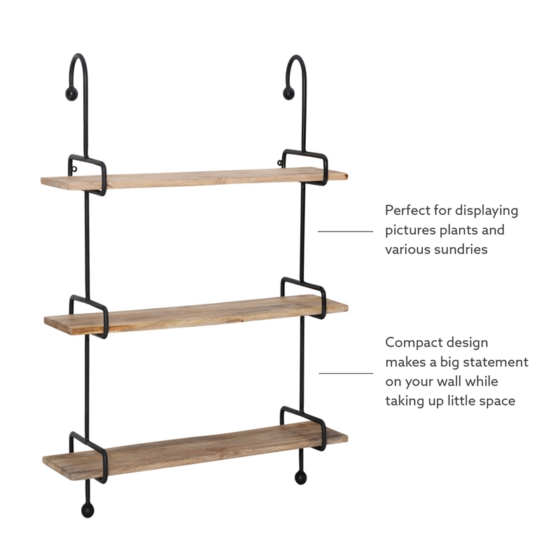 Pemberly Row Modern / Contemporary Metal Wall Shelves in Black