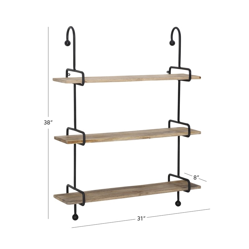 Pemberly Row Modern / Contemporary Metal Wall Shelves in Black