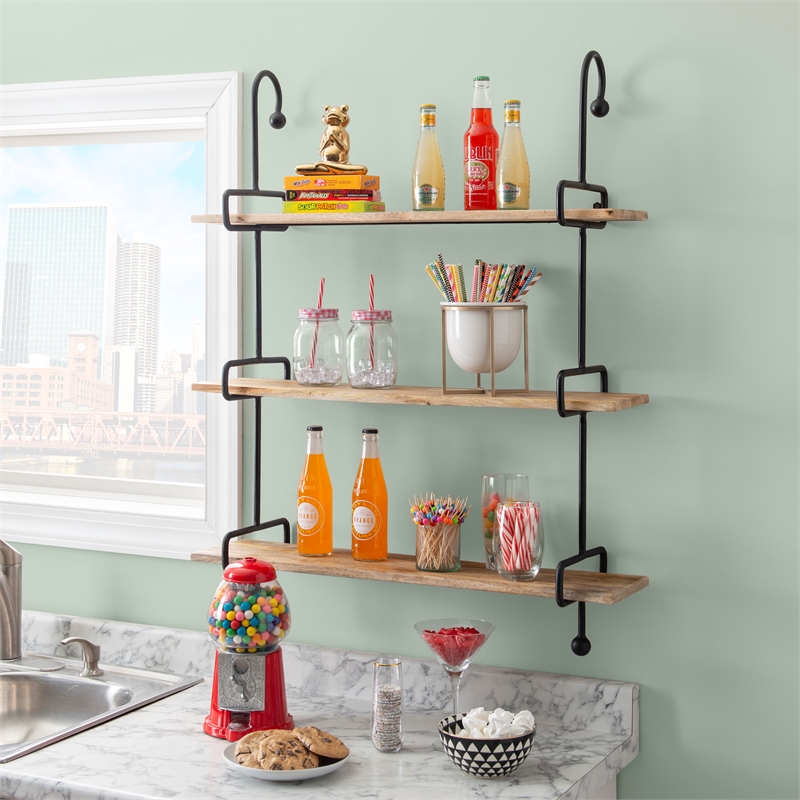 Pemberly Row Modern / Contemporary Metal Wall Shelves in Black