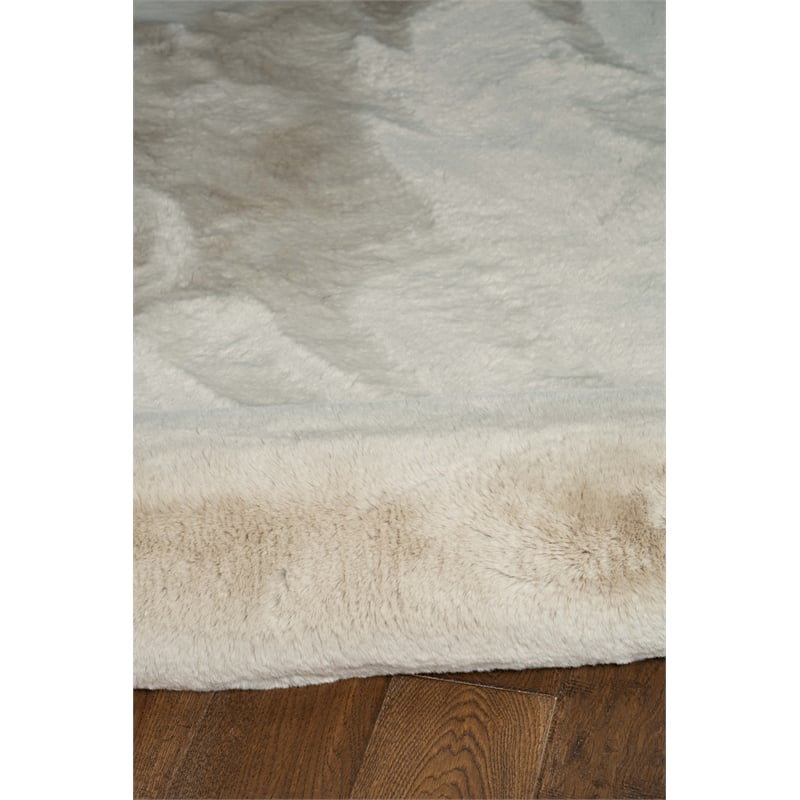 Pemberly Row Faux Rabbit Polyester 8'x10' Area Rug in Pale Gray