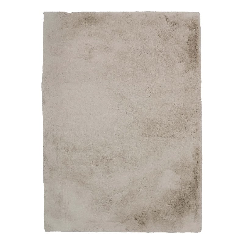 Pemberly Row Faux Rabbit Polyester 8'x10' Area Rug in Pale Gray