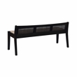 Pemberly Row Wood Bench Woven Cane Back Beige Padded Seat in Black Finish