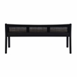 Pemberly Row Wood Bench Woven Cane Back Beige Padded Seat in Black Finish