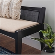 Pemberly Row Wood Bench Woven Cane Back Beige Padded Seat in Black Finish
