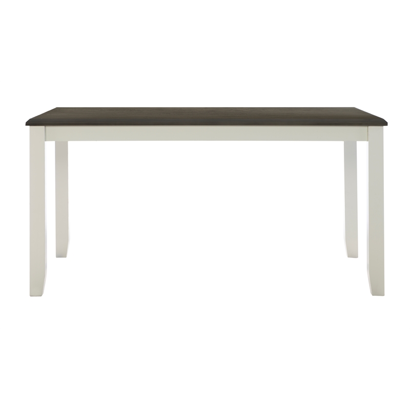Pemberly Row Wood Rectangle Dining Table Dark Gray Top and Legs in Vanilla White